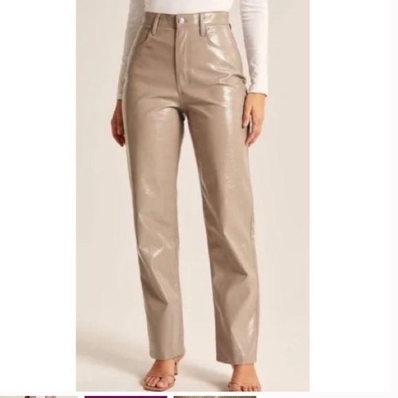 NWT Abercrombie & Fitch Curve Love Patent Leather 90’s Straight Pants - Picture 1 of 8